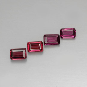 Pedras preciosas de granada rodolita rosa natural de 3,39 ct, corte esmeralda, VVS-VS