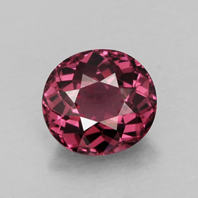 Granada rodolita vermelho natural 1,38ct, corte oval, VVS