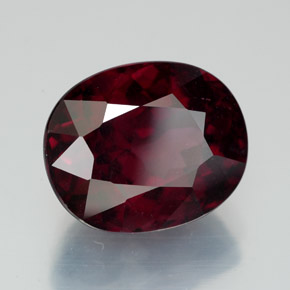 Granada rodolita vermelho natural 10,51ct, corte oval, SI