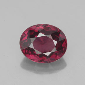 Granada rodolita vermelho natural 2,35ct, corte oval, VS