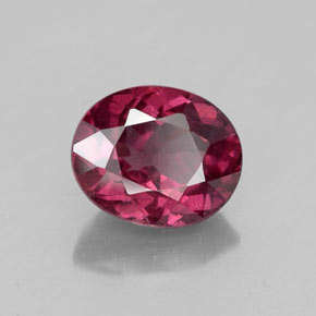 Granada rodolita vermelho natural 2,21ct, corte oval, VS