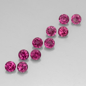 Pedras preciosas de granada rodolita vermelho natural de  ct, corte redondo, VVS-VS