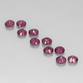 Pedras preciosas de granada rodolita vermelho natural de  ct, corte redondo, VVS-VS
