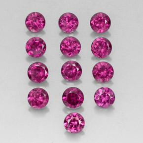 Pedras preciosas de Rodolita Granada framboesa vermelha natural de  ct, Corte Redondo, VVS-VS