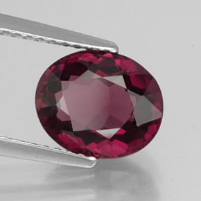 Granada rodolita vermelho natural 2,86ct, corte oval, VVS-VS
