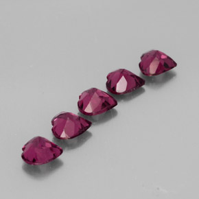 Pedras preciosas de granada rodolita vermelho natural de  ct, formato de coração, VS