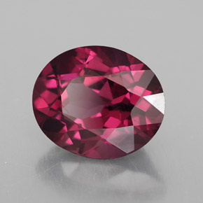 Granada rodolita vermelho natural 1,77ct, corte oval, VS-SI