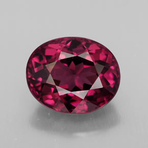 Granada rodolita vermelho natural 2,24ct, corte oval, VS
