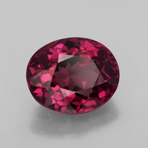 Granada rodolita vermelho natural 2,24ct, corte oval, VS