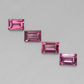 Pedras preciosas de granada rodolita vermelho natural de  ct, baguete, VS