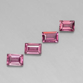 Pedras preciosas de granada rodolita vermelho natural de  ct, baguete, VS
