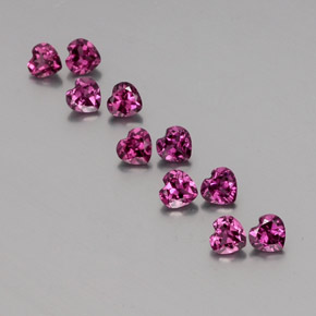 Pedras preciosas de Rodolita Granada roxo médio natural de 2.87 ct, Formato de coração, VVS-VS