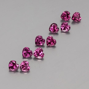 Pedras preciosas de Rodolita Granada roxo médio natural de 2.87 ct, Formato de coração, VVS-VS