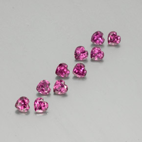 Pedras preciosas de granada rodolita roxo natural de 2,96 ct, formato de coração, VVS-VS
