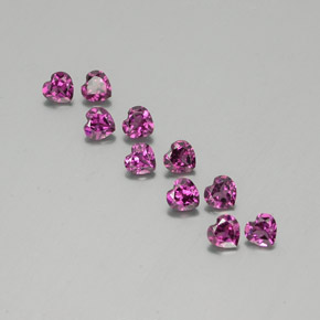 Pedras preciosas de granada rodolita roxo natural de 2,84 ct, formato de coração, VVS-VS