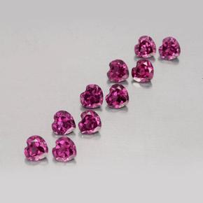 Pedras preciosas de granada rodolita roxo natural de 2,98 ct, formato de coração, VVS-VS