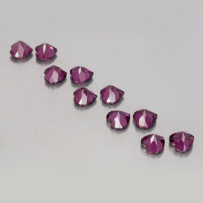 Pedras preciosas de granada rodolita roxo natural de 3,11 ct, formato de coração, VVS-VS
