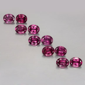 Pedras preciosas de granada rodolita vermelho natural de  ct, corte oval, VS