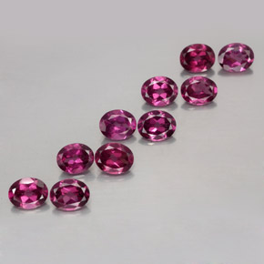 Pedras preciosas de granada rodolita vermelho natural de  ct, corte oval, VS
