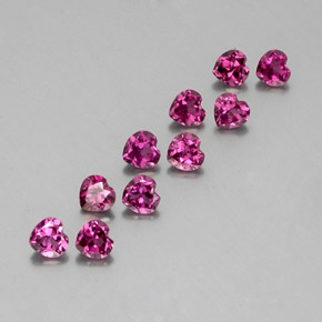 Pedras preciosas de granada rodolita roxo natural de 2,84 ct, formato de coração, VVS-VS