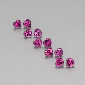 Pedras preciosas de granada rodolita vermelho natural de 3,49 ct, formato de coração, VS