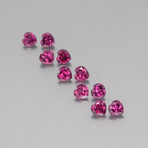 Pedras preciosas de granada rodolita vermelho natural de 3,22 ct, formato de coração, VS