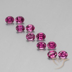 Pedras preciosas de Rodolita Granada roxo avermelhado natural de 4.39 ct, Corte Oval, VS