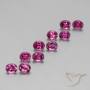 Pedras preciosas de Rodolita Granada roxo avermelhado natural de 4.39 ct, Corte Oval, VS