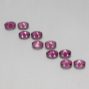 Pedras preciosas de Rodolita Granada roxo médio natural de 4.43 ct, Corte Oval, VS