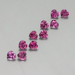 Pedras preciosas de granada rodolita roxo natural de 2,81 ct, formato de coração, VVS-VS