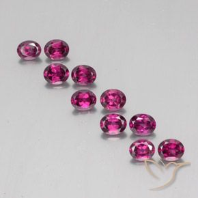 Pedras preciosas de Rodolita Granada roxo avermelhado natural de 4.97 ct, Corte Oval, VS
