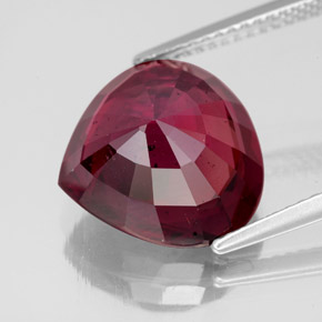 Granada rodolita vermelho natural 8,50ct, formato de pêra, VS-SI