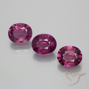 Pedras preciosas de rodolita granada roxo avermelhado natural de 2.93 ct, oval, VS