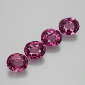 Pedras preciosas de granada rodolita roxo natural de 4,08 ct, corte oval, VVS-VS