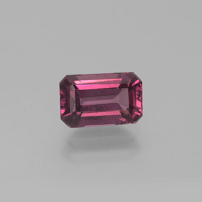 Granada rodolita vermelho natural 1,68ct, corte esmeralda, VS