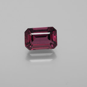Granada rodolita vermelho natural 1,67ct, corte esmeralda, VS