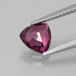 Granada rodolita vermelho natural 1,28ct, trillion, VVS-VS