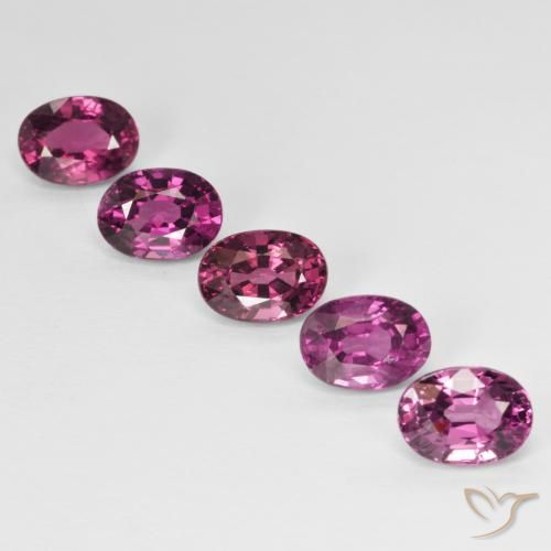 Pedras preciosas de granada rodolita roxo natural de 6,42 ct, corte oval, VVS-VS
