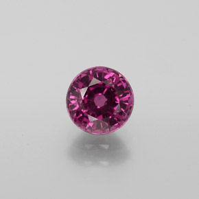 Granada rodolita vermelho natural 1,21ct, corte redondo, VS