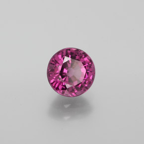 Granada rodolita vermelho natural 1,21ct, corte redondo, VS