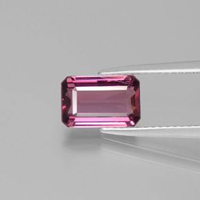 Granada rodolita vermelho natural 2,22ct, corte esmeralda, VVS