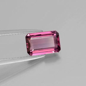 Granada rodolita vermelho natural 2,22ct, corte esmeralda, VVS