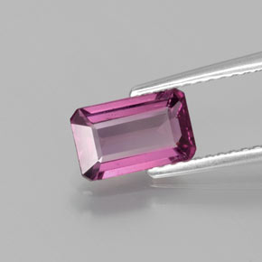 Granada rodolita vermelho natural 1,49ct, corte esmeralda, VS