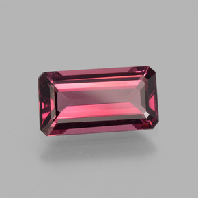 Granada rodolita vermelho natural 2,32ct, corte esmeralda, VVS-VS