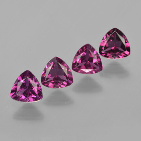 Pedras preciosas de granada rodolita vermelho framboesa natural de 2,16 ct, trillion, VS