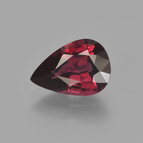 Granada rodolita vermelho natural 2,60ct, formato de pêra, VS