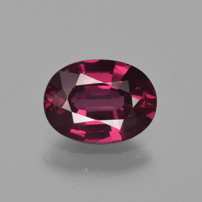 Granada rodolita vermelho natural 1,32ct, corte oval, VS
