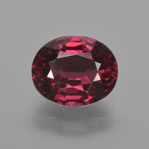 Granada rodolita vermelho natural 2,62ct, corte oval, VS