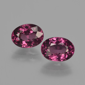 Pedras preciosas de granada rodolita roxo natural de 2,52 ct, corte oval, VS