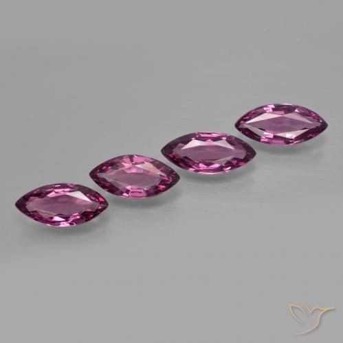 Pedras preciosas de rodolita granada roxo avermelhado natural de 3.69 ct, Marquesa, VS